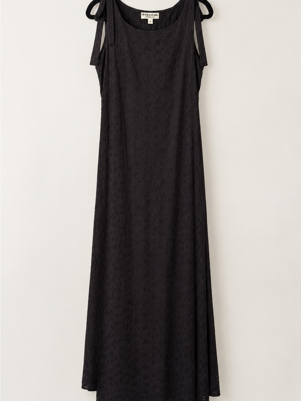 The Lady and The Sailor - Eyelet Tie-Shoulder maxi Dress - Black
